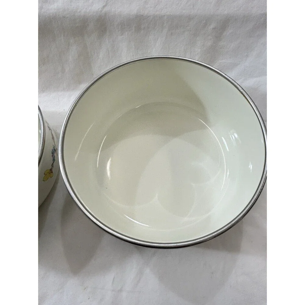 Vintage Saltera Enamel Nesting Bowls Set 2 - Himark Gourmet Kitchen Floral